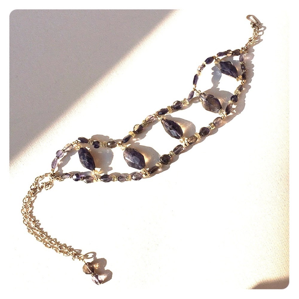 Vintage Iolite Moonstone silver choker goth boho